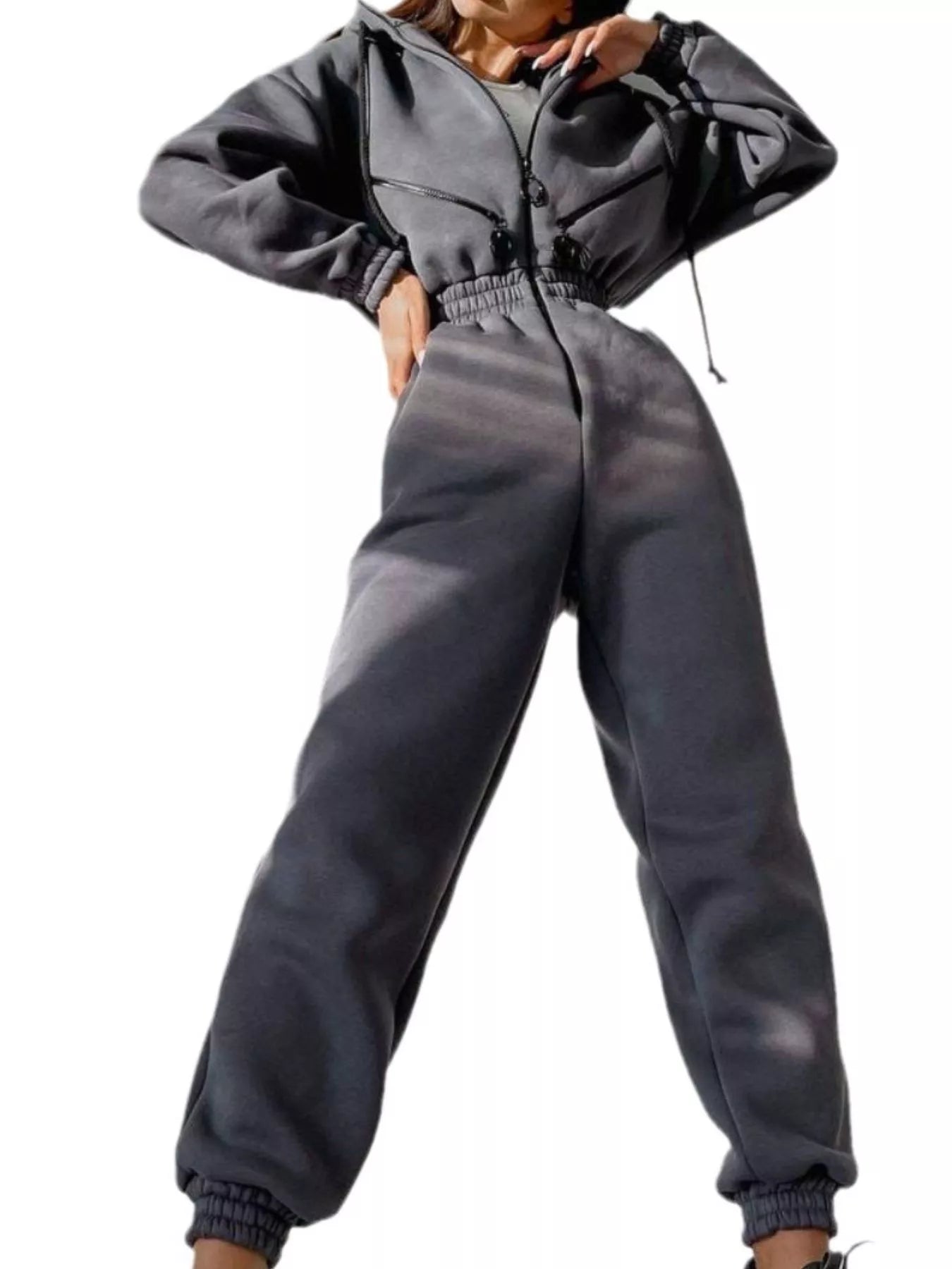 Hooded Zip - Up Long Sleeve Jumpsuit - Salt & Stone