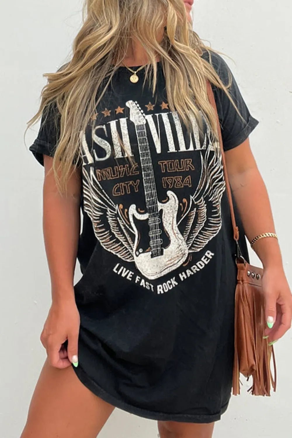 Graphic Round Neck Short Sleeve Tee Dress - Salt & Stone