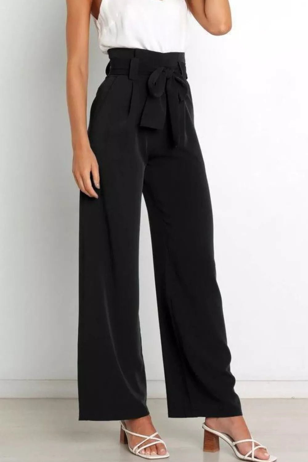 High Waist Tie Front Wide Leg Pants - Salt & Stone