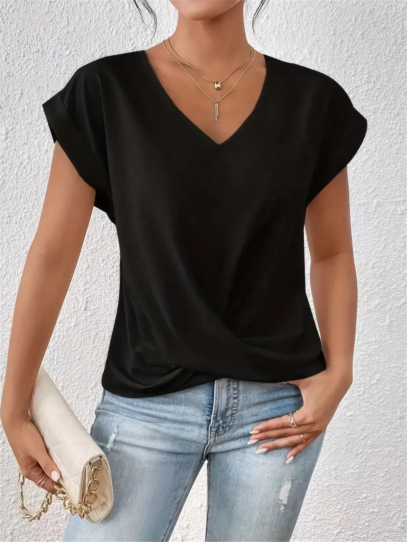V - Neck Twist Front Top - Salt & Stone