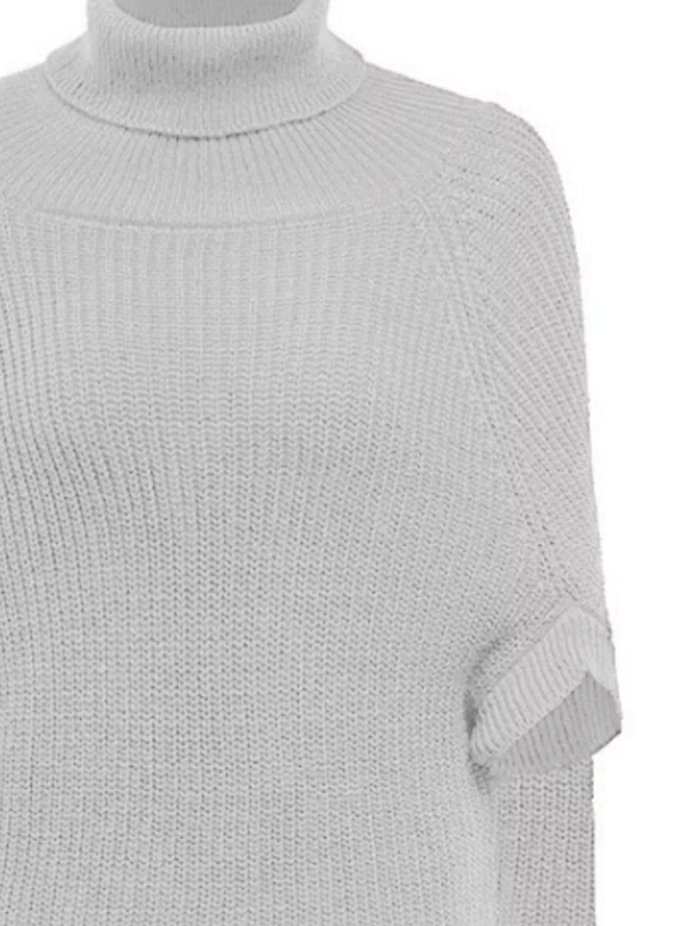 Full Size Turtleneck Knitted Cape Sweater Plus Size - Salt & Stone