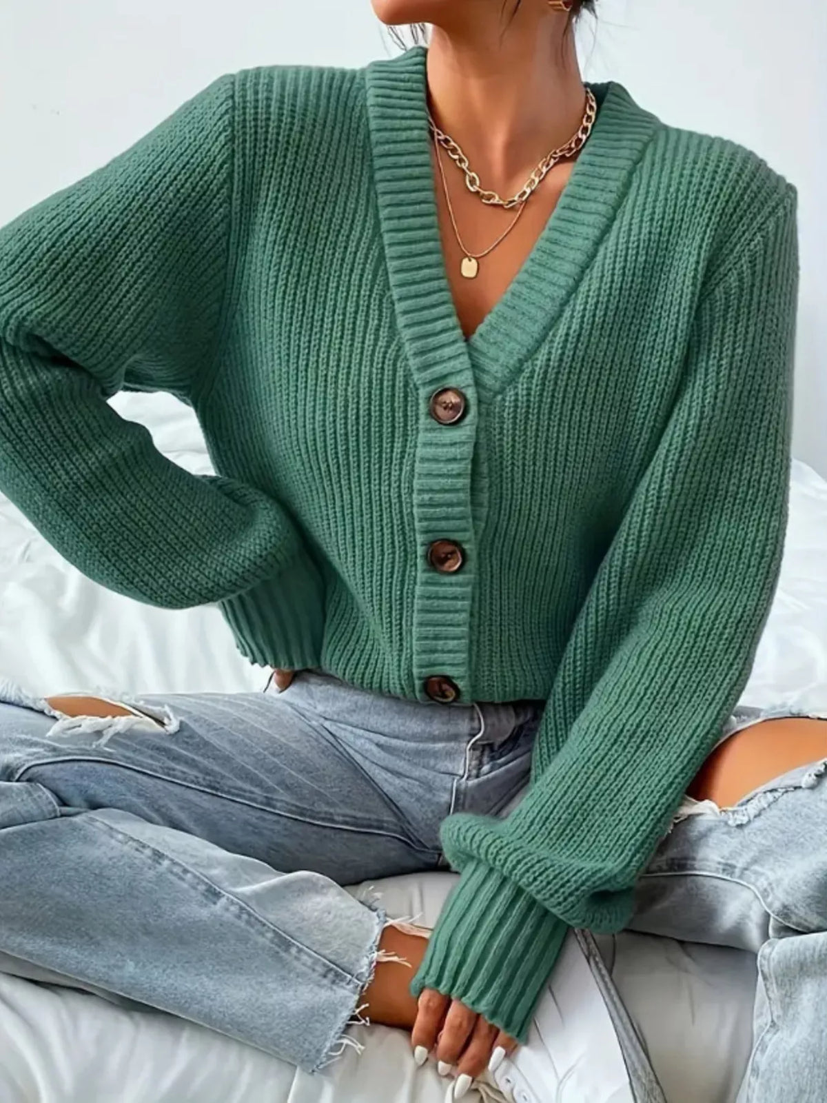 Chunky Knit Button-Down Cardigan - Salt & Stone