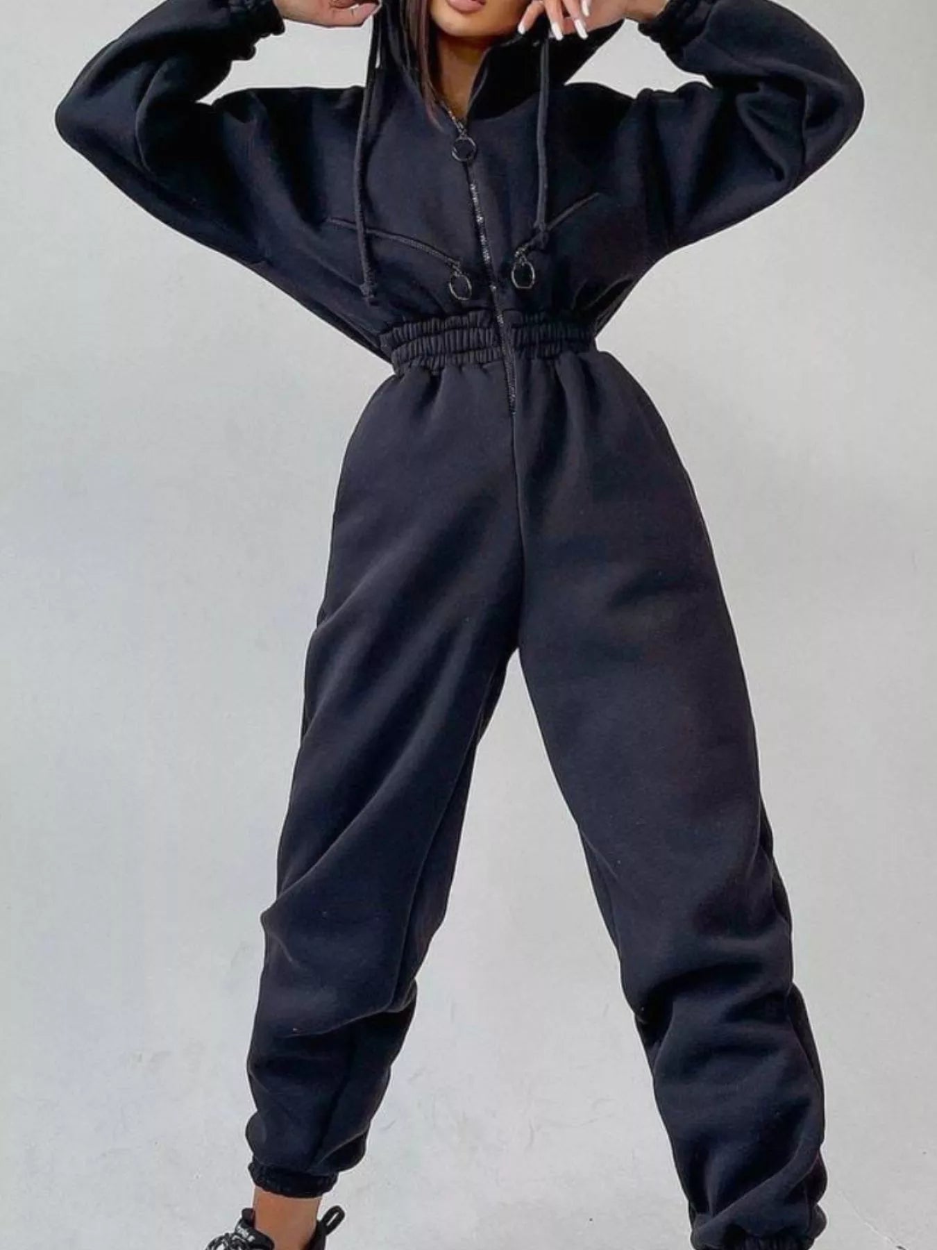 Hooded Zip - Up Long Sleeve Jumpsuit - Salt & Stone