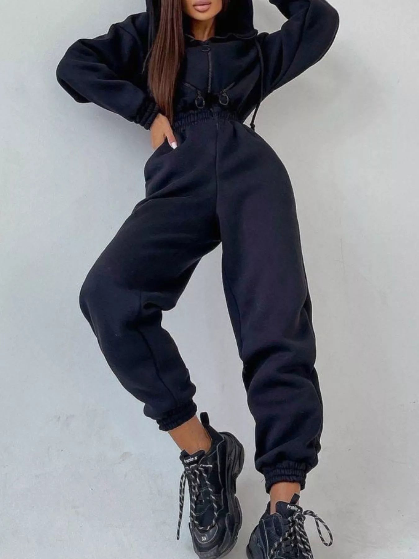 Hooded Zip - Up Long Sleeve Jumpsuit - Salt & Stone