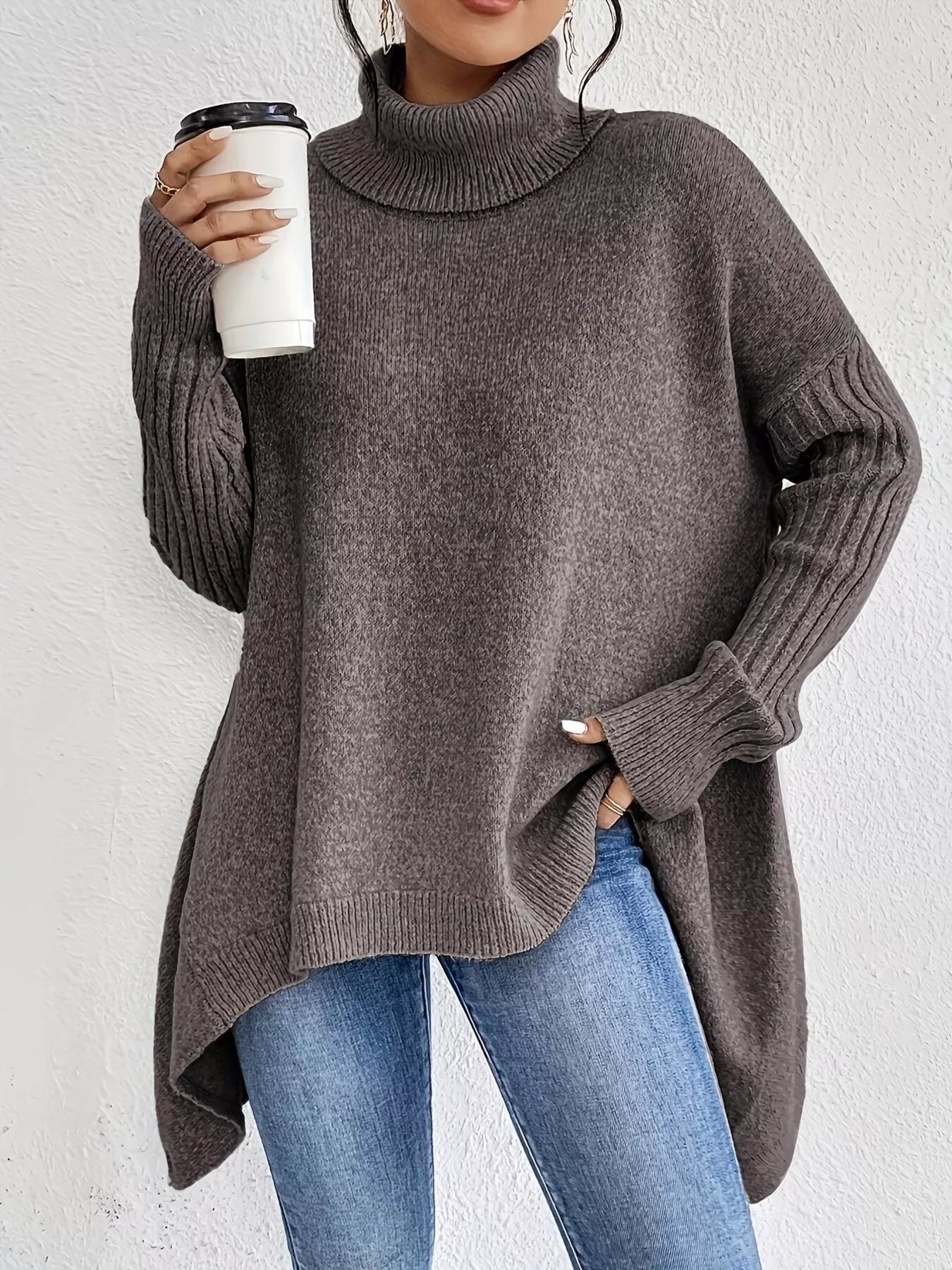 Turtleneck Dropped Shoulder Sweater - Salt & Stone