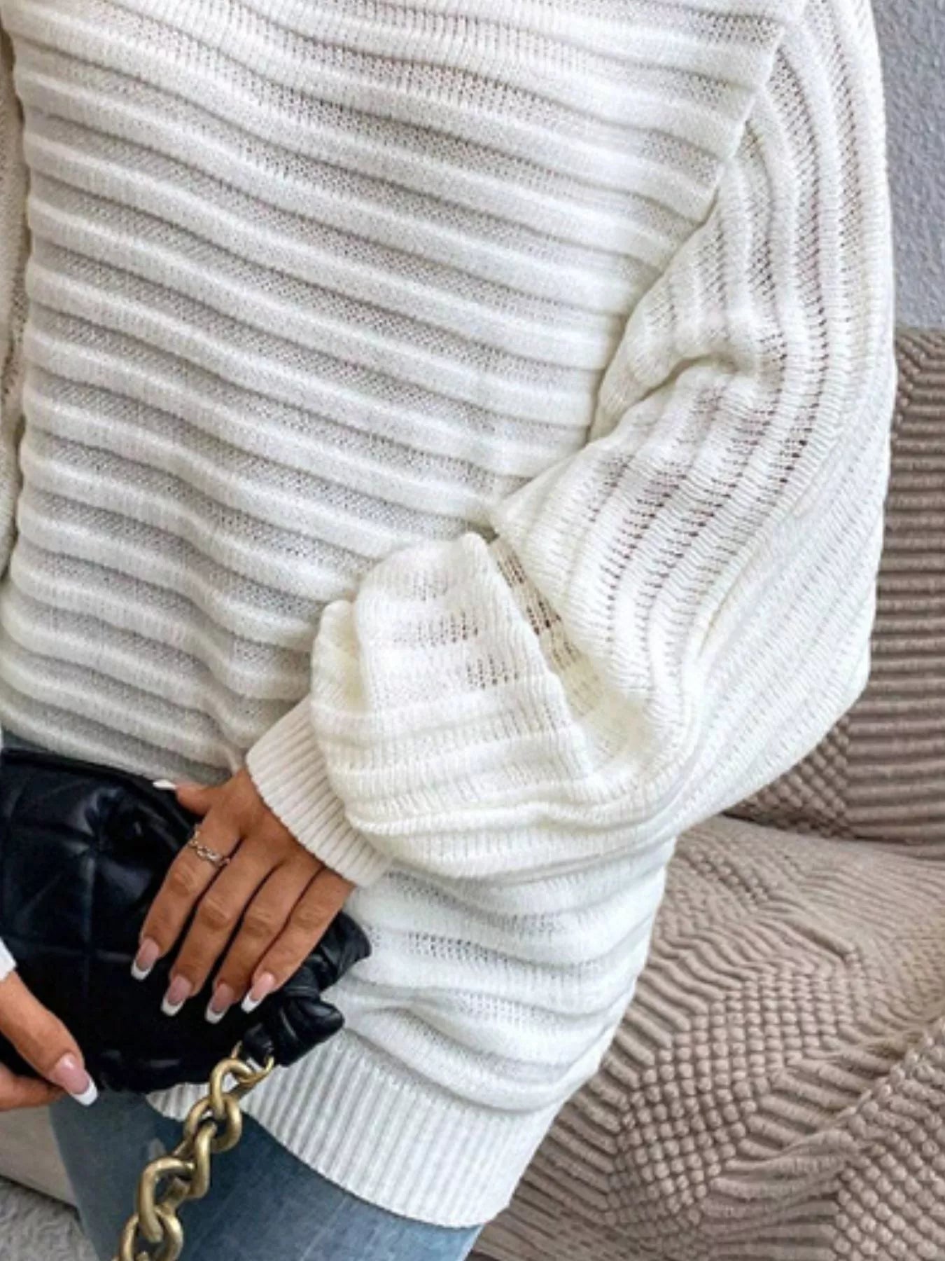 One Shoulder Ribbed Knit Sweater - Salt & Stone