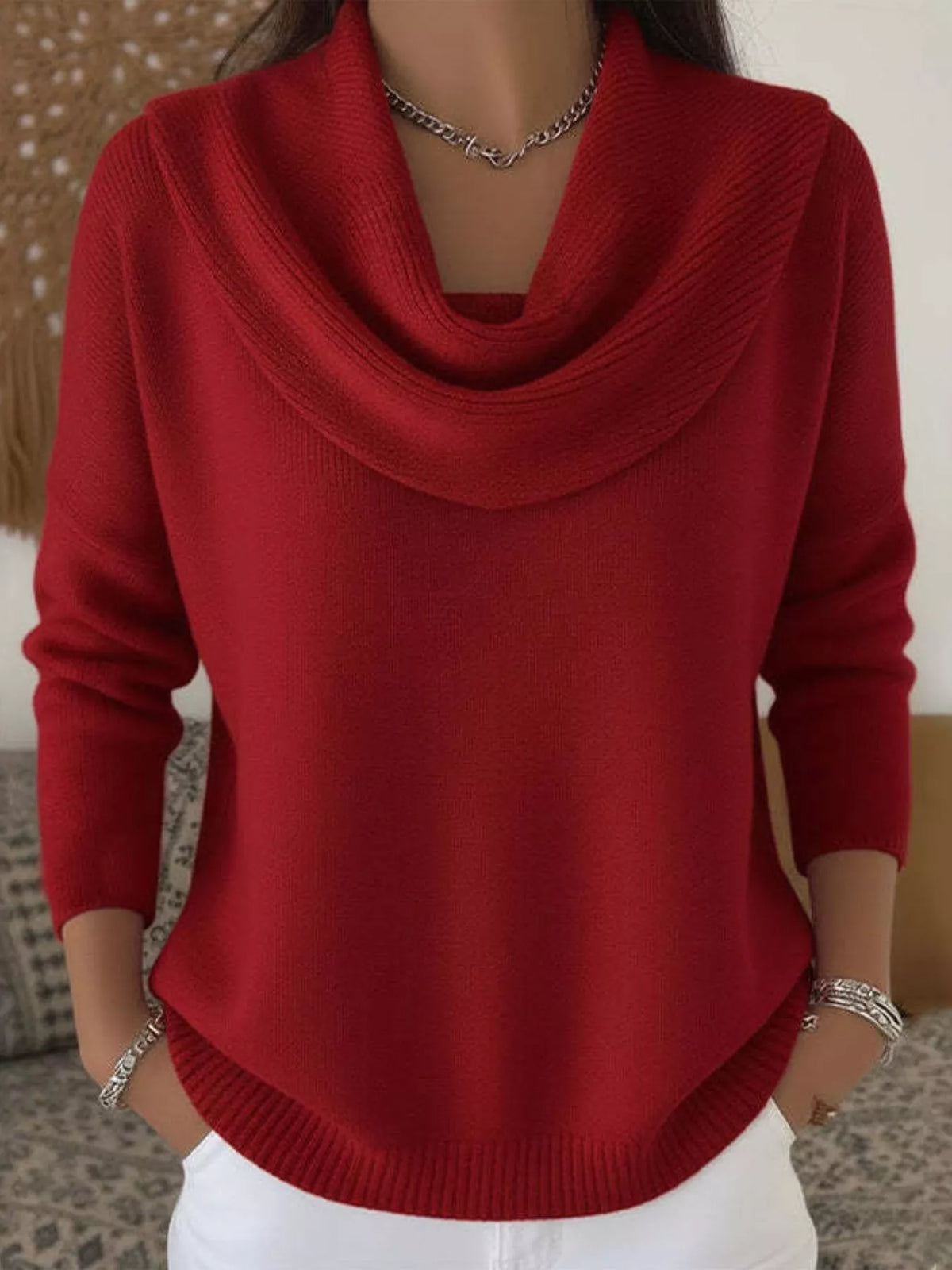 Full Size Cowl Neck Solid Color Sweater Plus Size - Salt & Stone