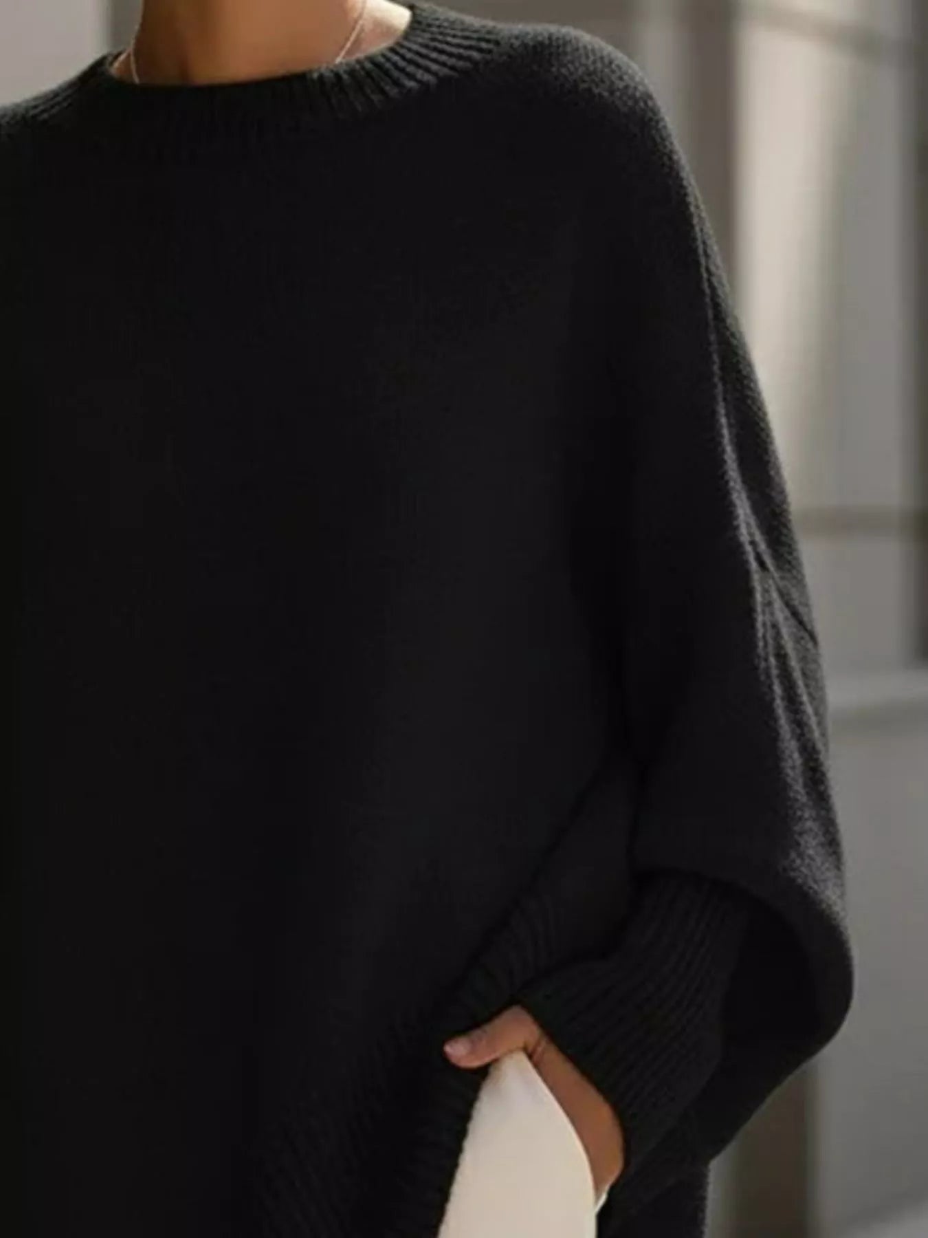 Oversized Batwing Sleeve Round Neck Sweater - Salt & Stone