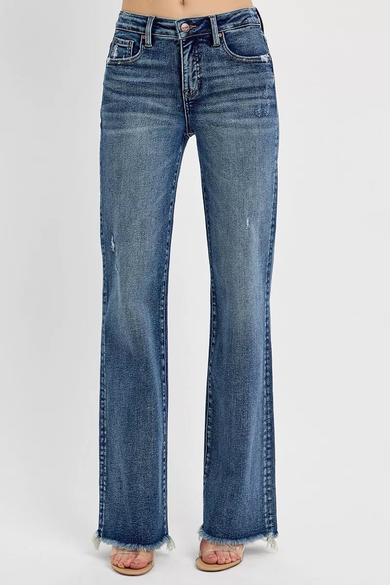 RISEN Full Size Tummy Control High Rise Long Straight Jeans Plus Size - Salt & Stone