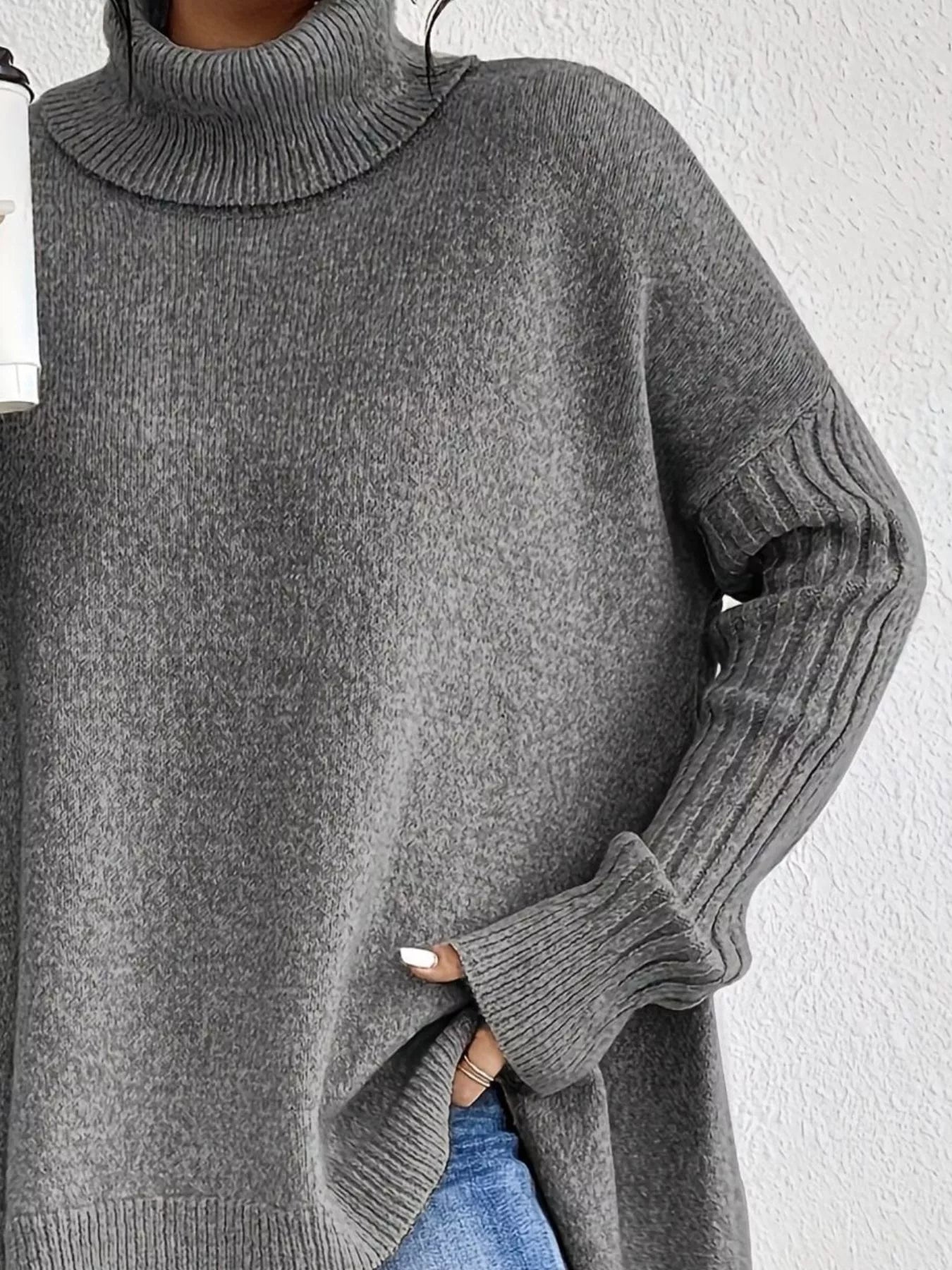 Turtleneck Dropped Shoulder Sweater - Salt & Stone