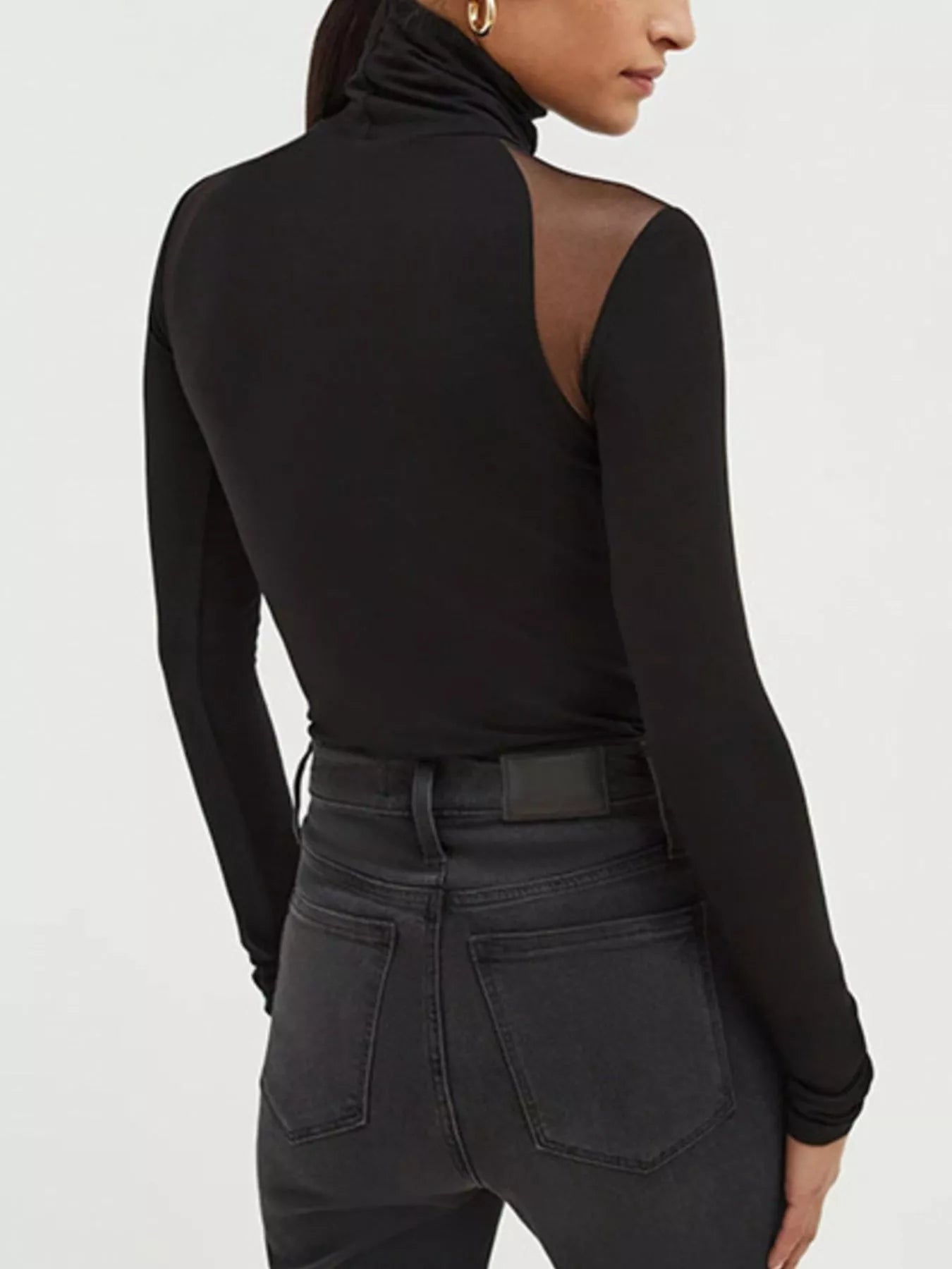 Mesh Shoulder Turtleneck Bodysuit - Salt & Stone