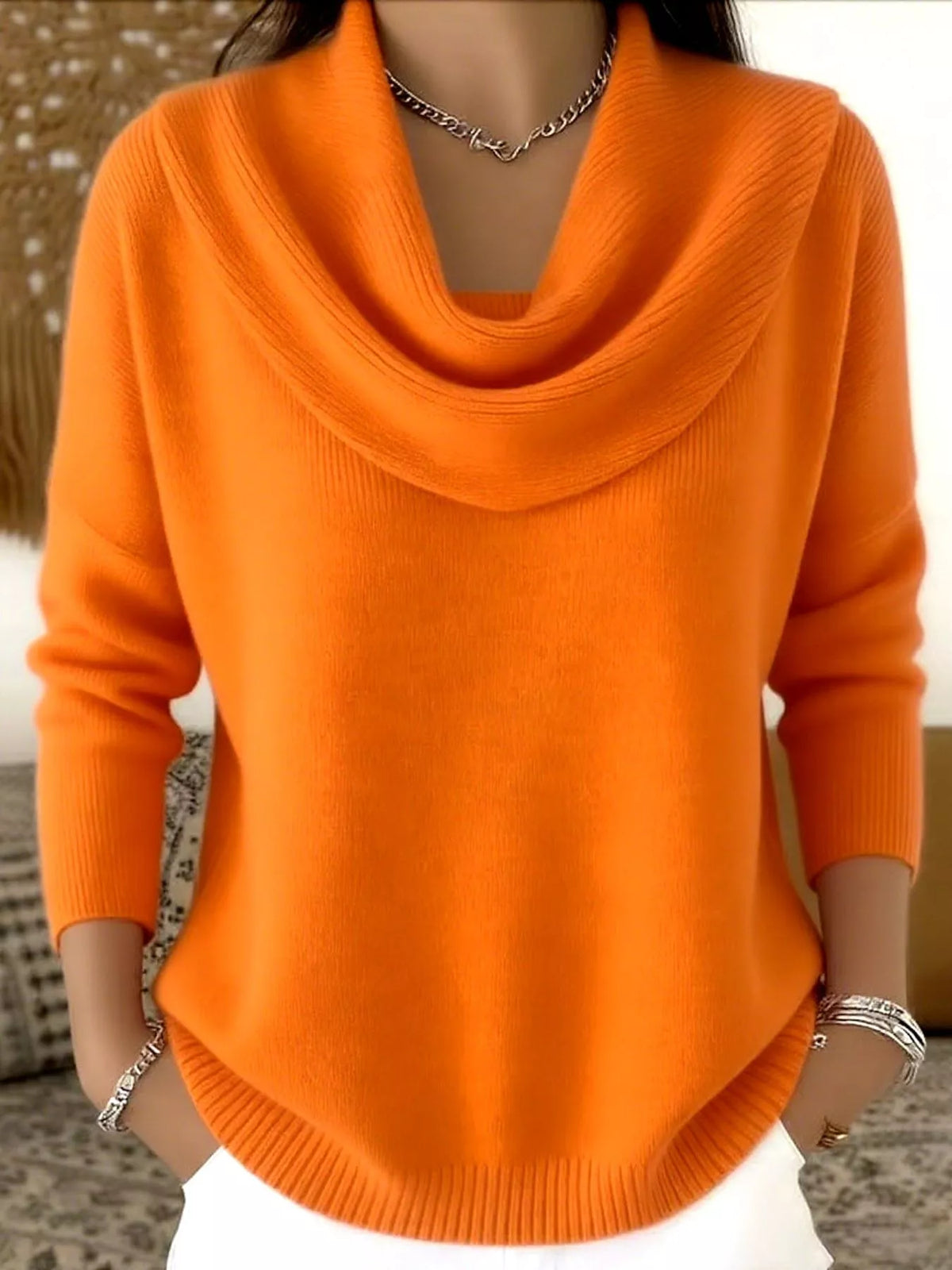 Full Size Cowl Neck Solid Color Sweater Plus Size - Salt & Stone