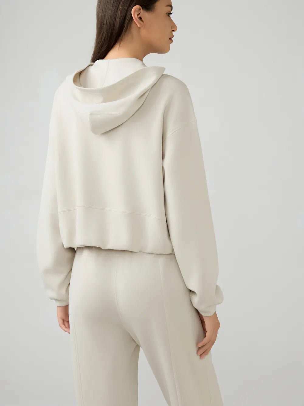 Millennia Zip Up Dropped Shouder Active Hooded - Salt & Stone