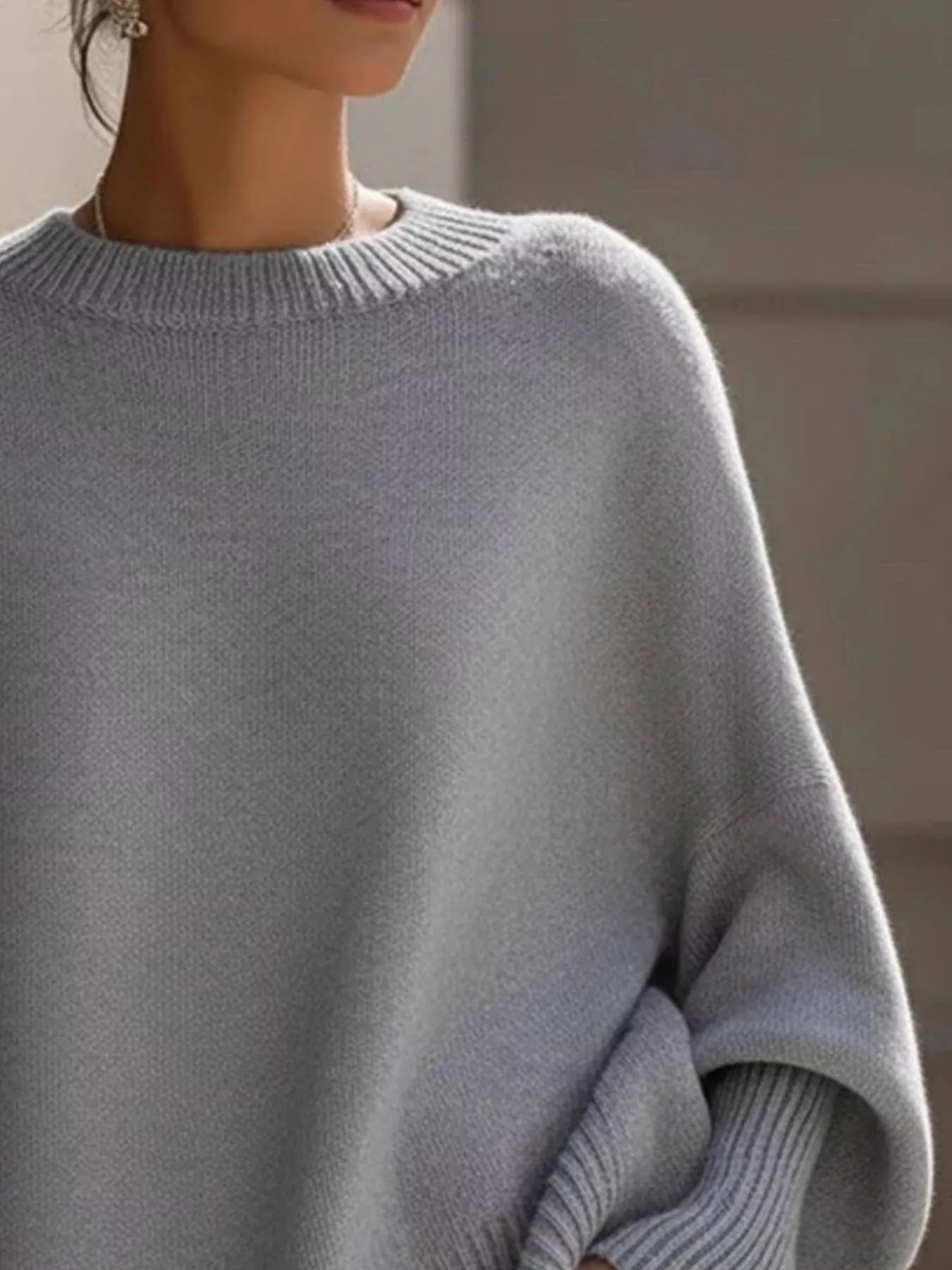 Oversized Batwing Sleeve Round Neck Sweater - Salt & Stone