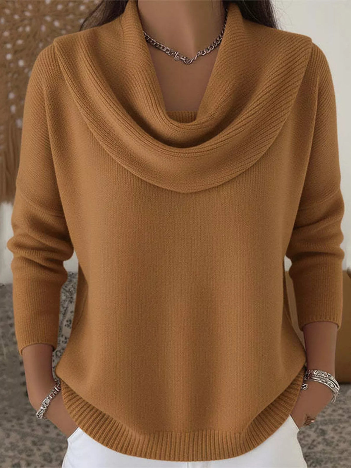 Full Size Cowl Neck Solid Color Sweater Plus Size - Salt & Stone