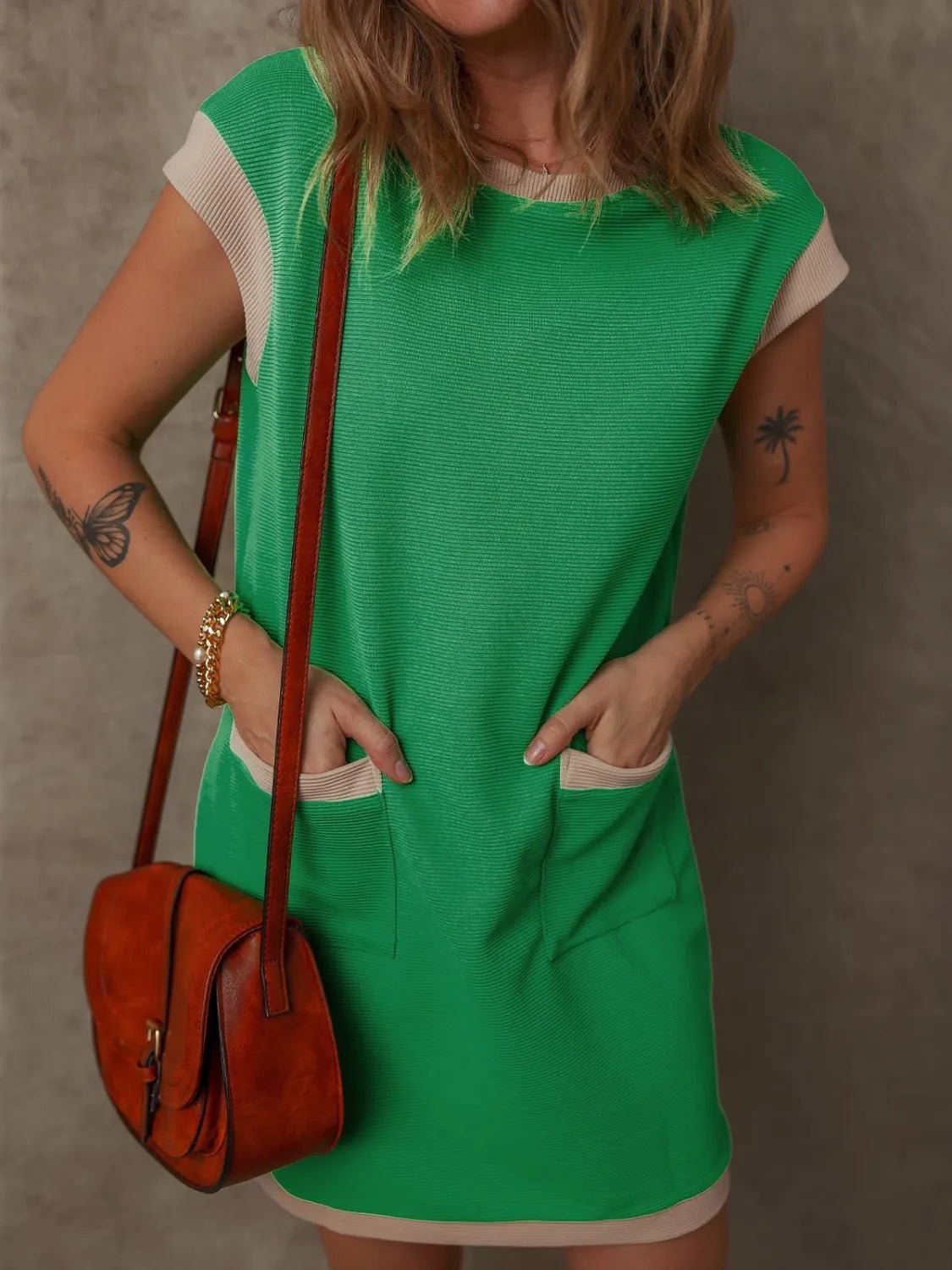 Round Neck Cap Sleeve Mini Dress - Salt & Stone