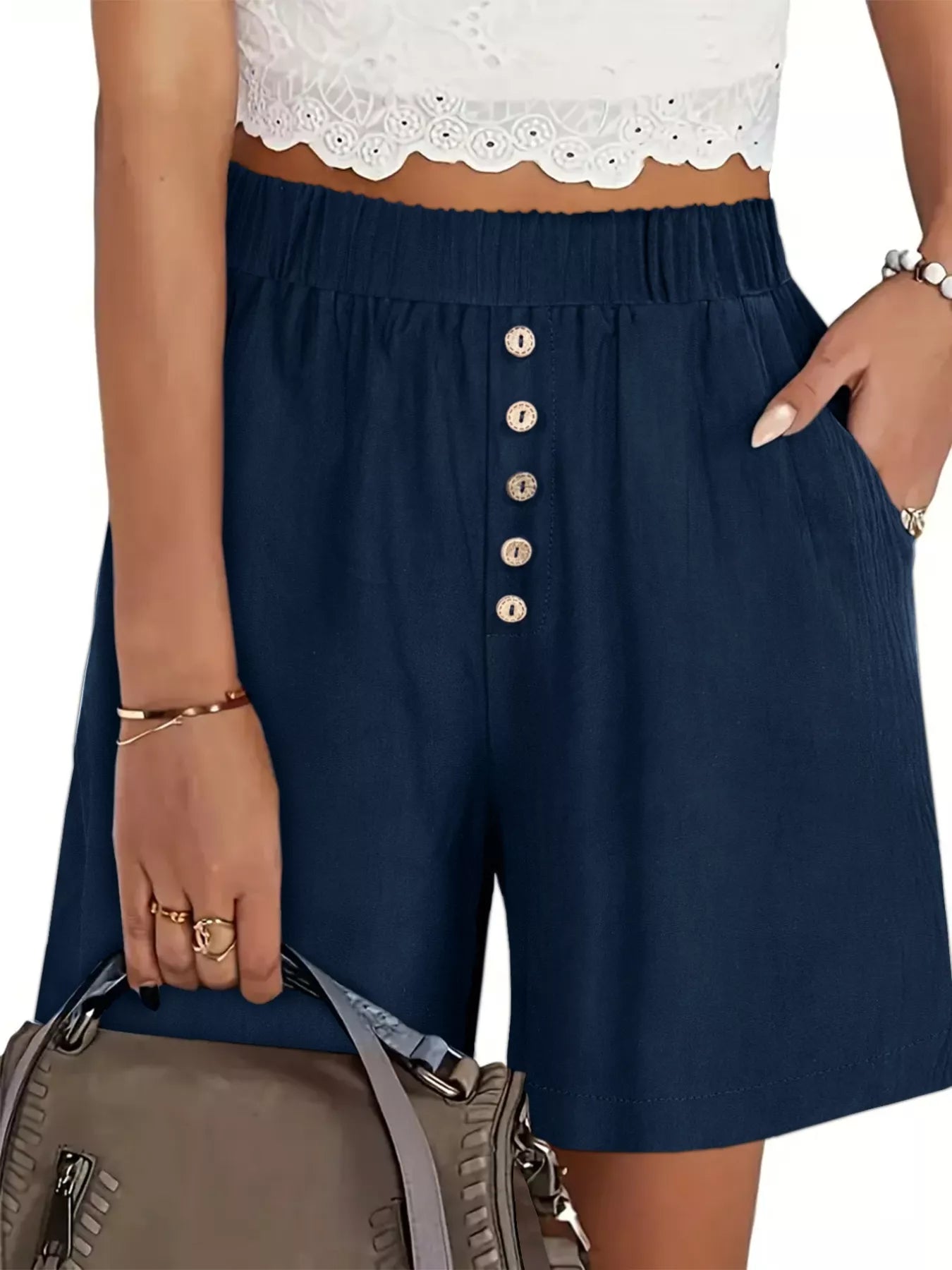 Plus Size Elastic Waist Casual Shorts - Salt & Stone