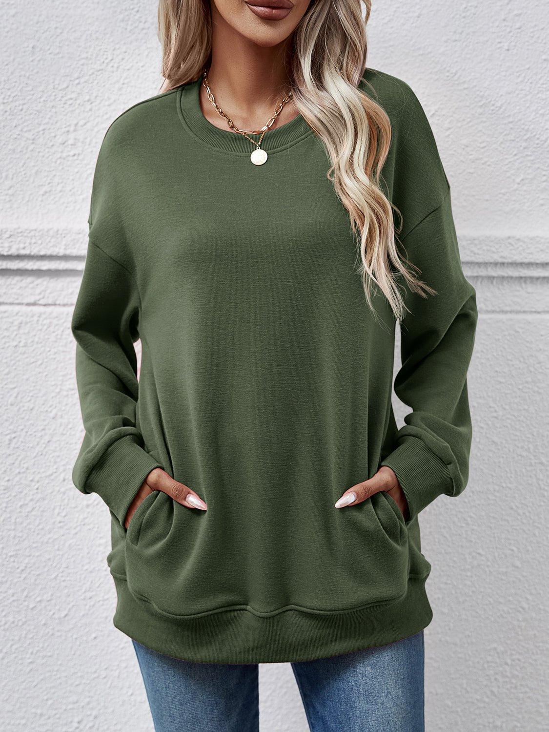 Dropped Shoulder Sweatshirt with Pockets - Salt & Stone