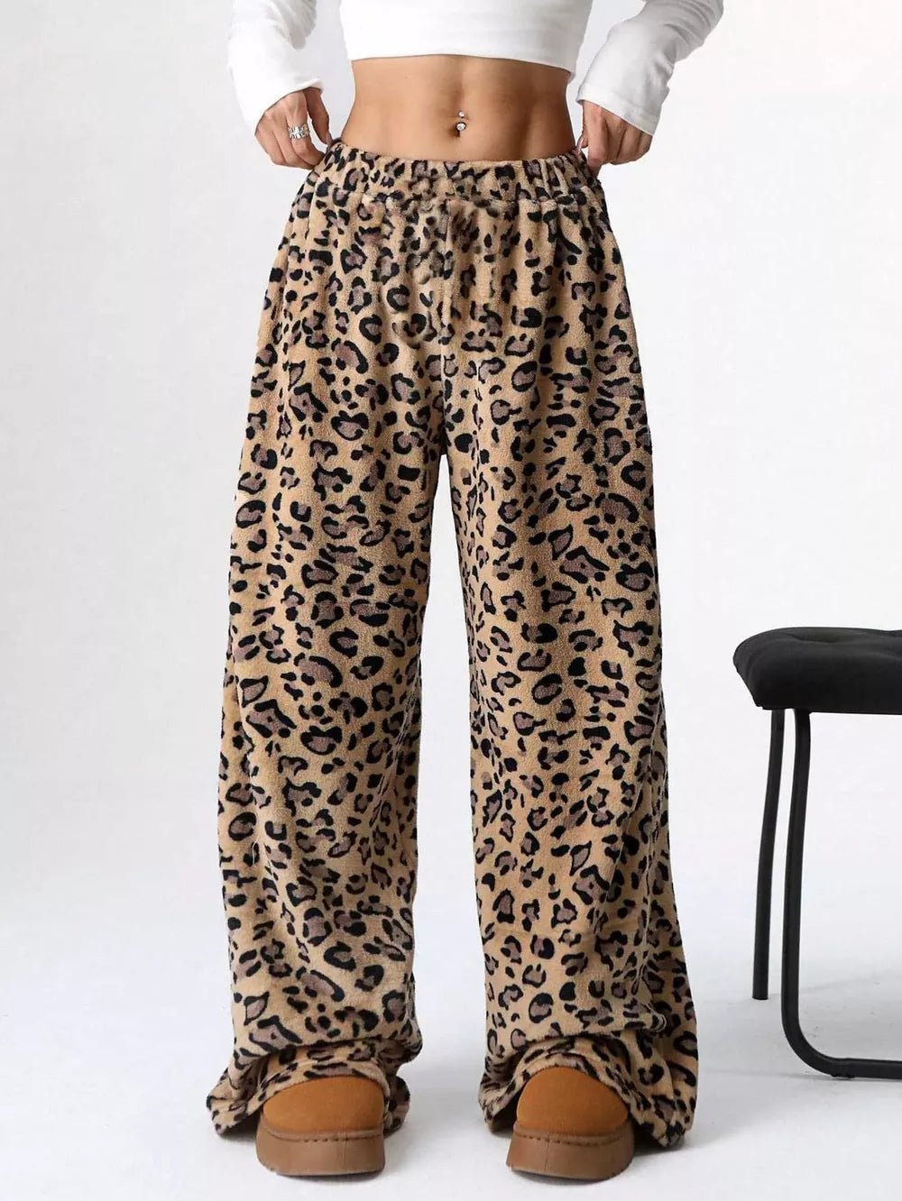 Leopard Wide Leg Plush Pants - Salt & Stone