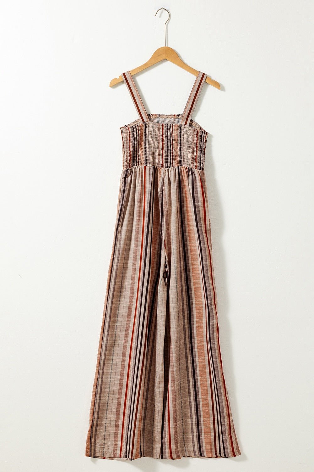 Stripe Square Neck Sleeveless Smocked Bodice Wide Leg Jumpsuit - Salt & Stone
