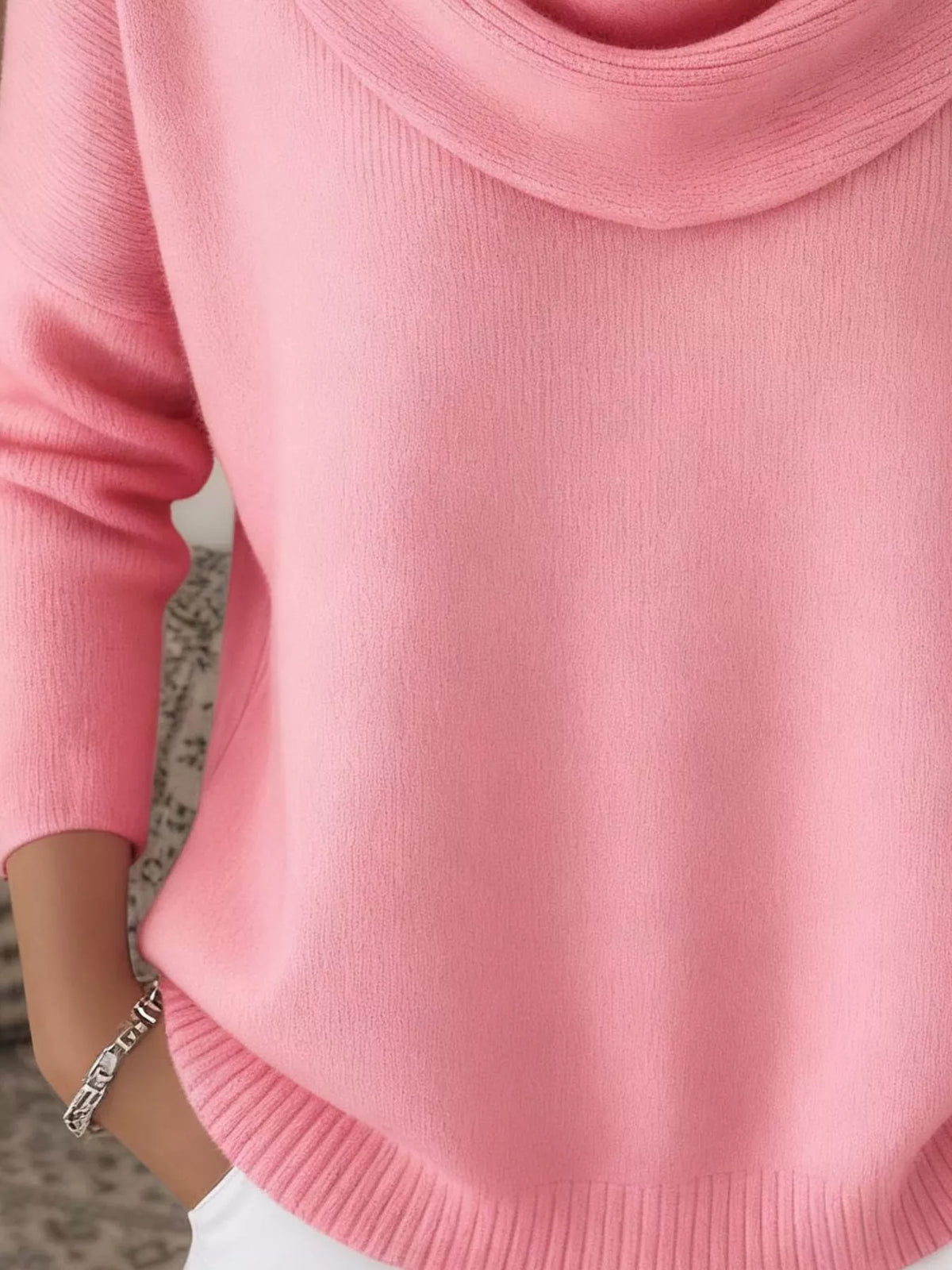 Full Size Cowl Neck Solid Color Sweater Plus Size - Salt & Stone