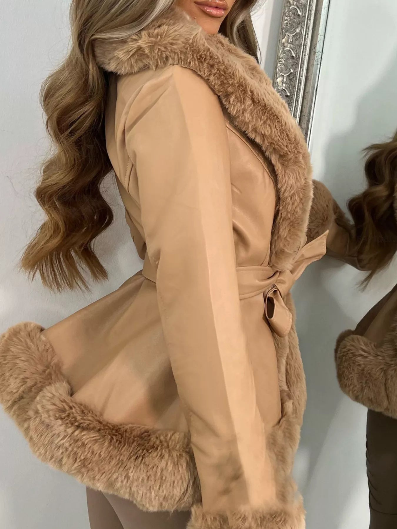 Faux Fur Trimmed Belted Outerwear - Salt & Stone