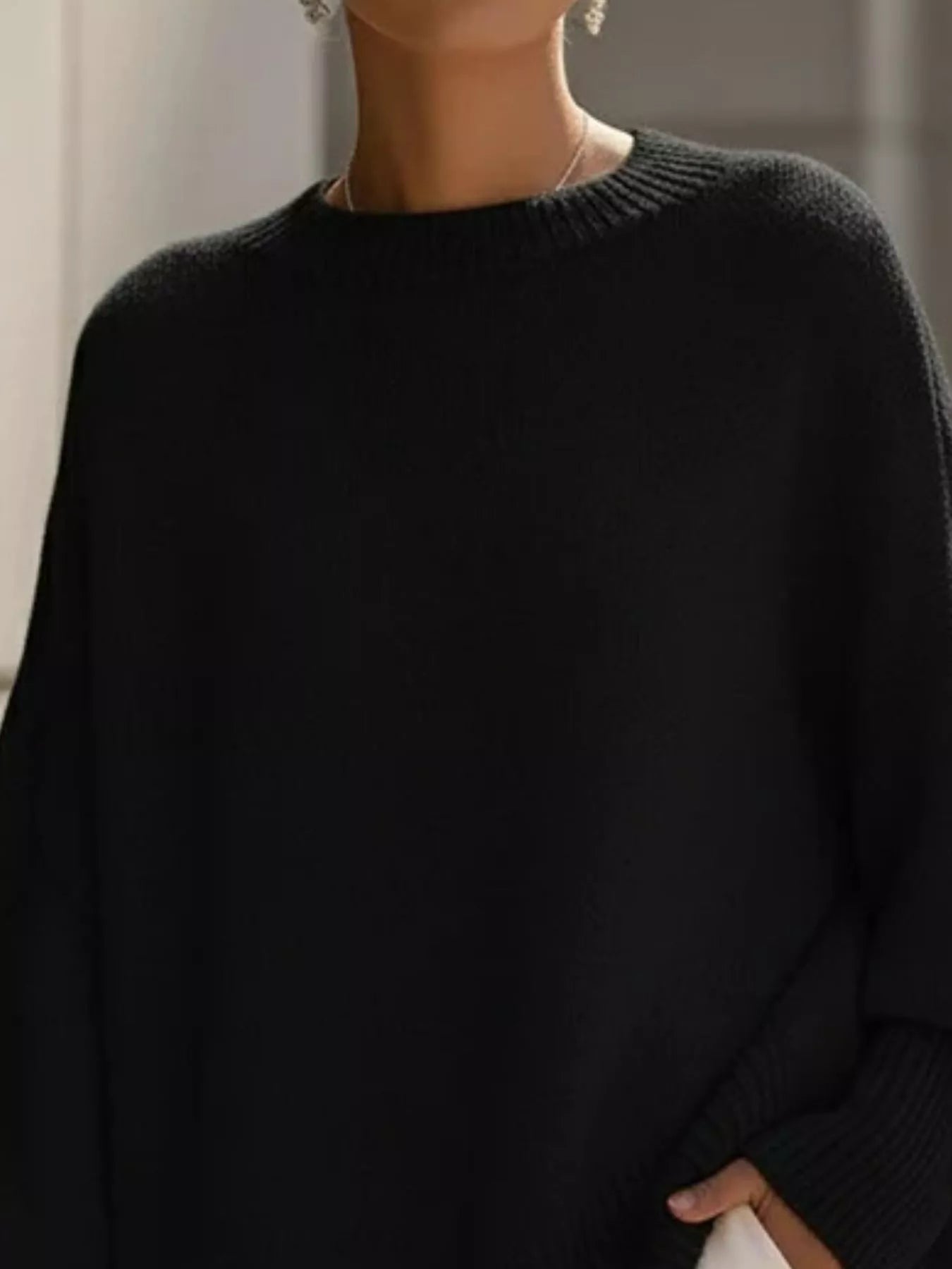 Oversized Batwing Sleeve Round Neck Sweater - Salt & Stone