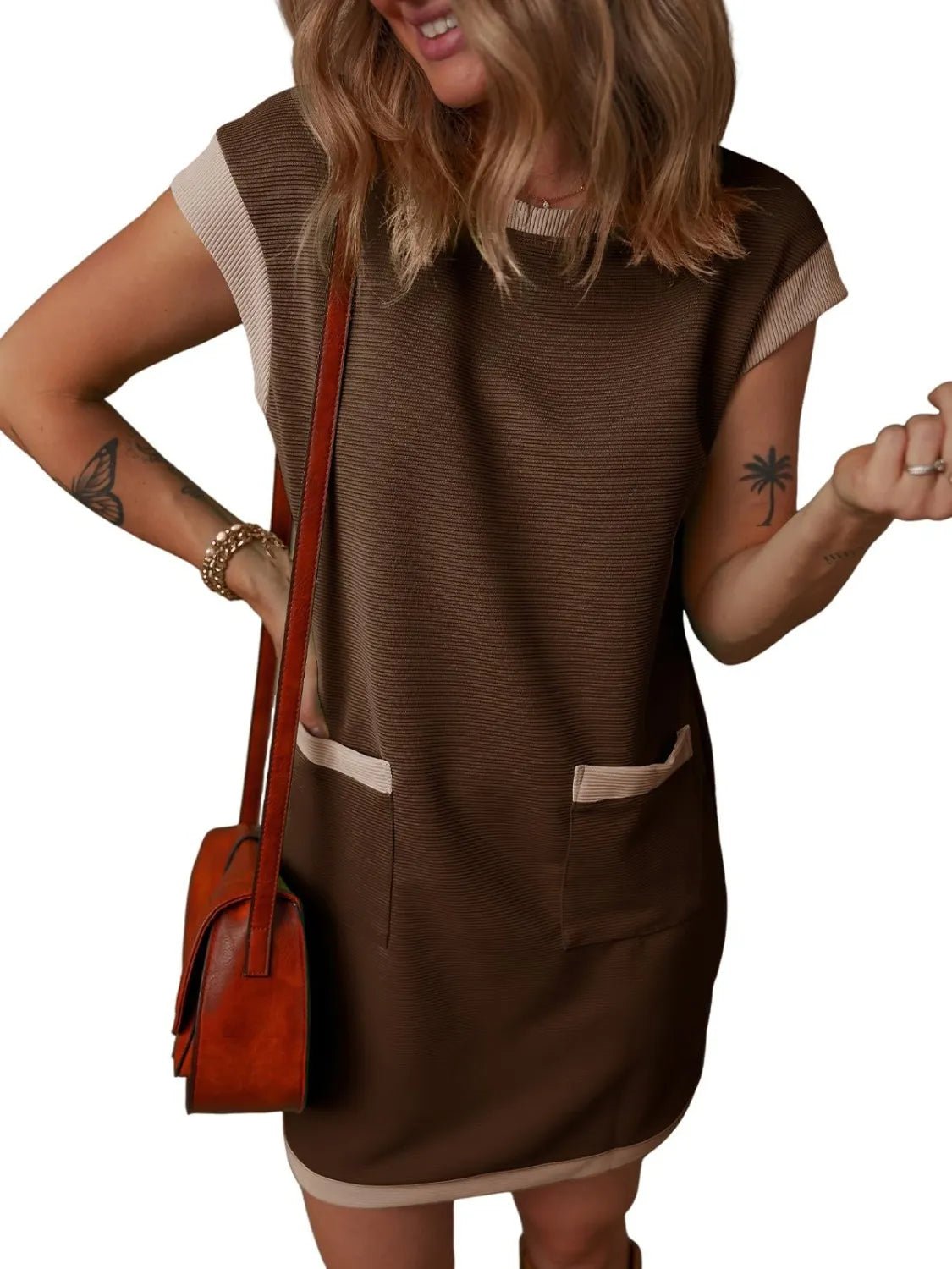 Round Neck Cap Sleeve Mini Dress - Salt & Stone