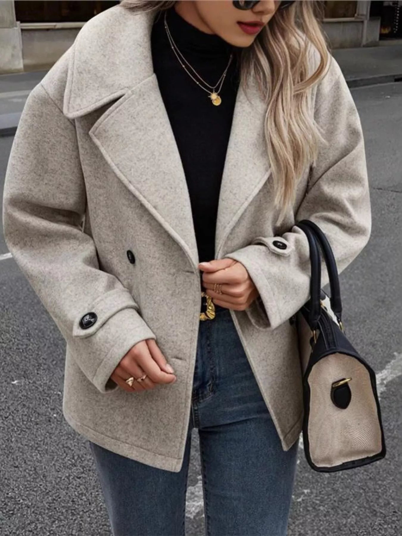 Double - Breasted Wool Blend Casual Jacket - Salt & Stone