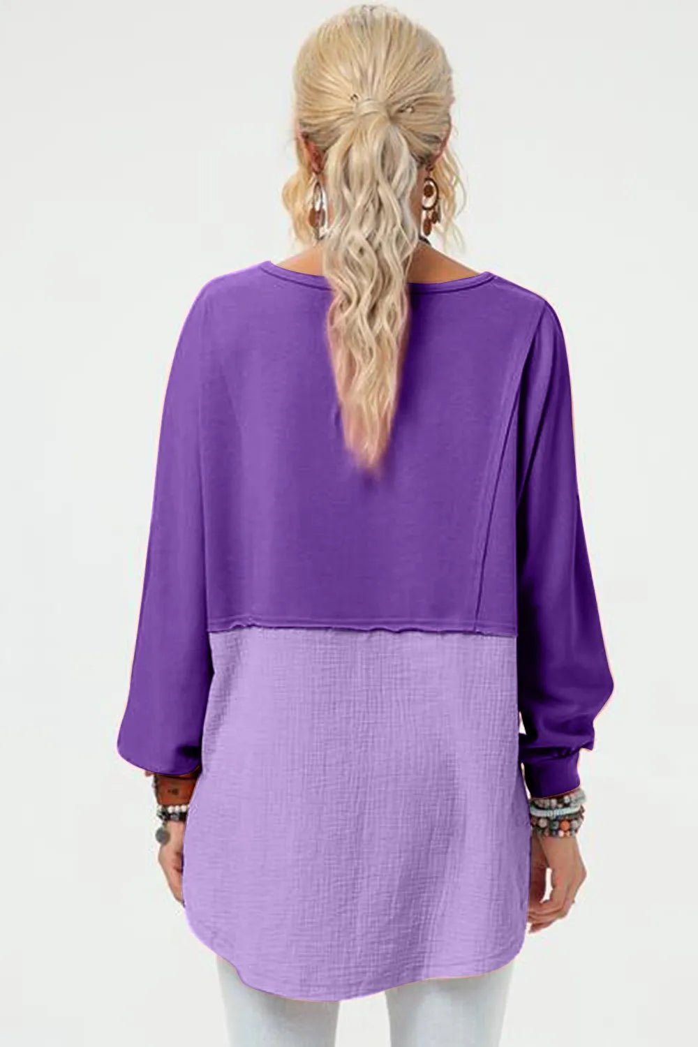 Double Take Full Size Long Sleeve High - Low T-Shirt - Salt & Stone
