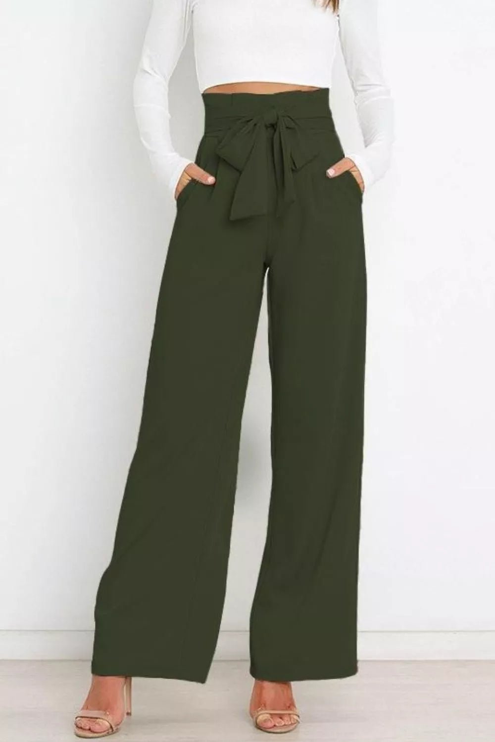 High Waist Tie Front Wide Leg Pants - Salt & Stone