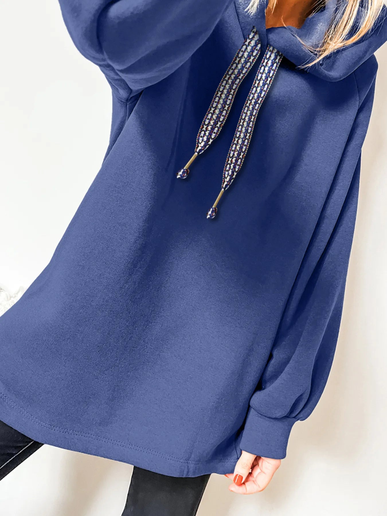 Fleece Lined Adjustable Drawstring Oversize Tunic Hoodie - Salt & Stone