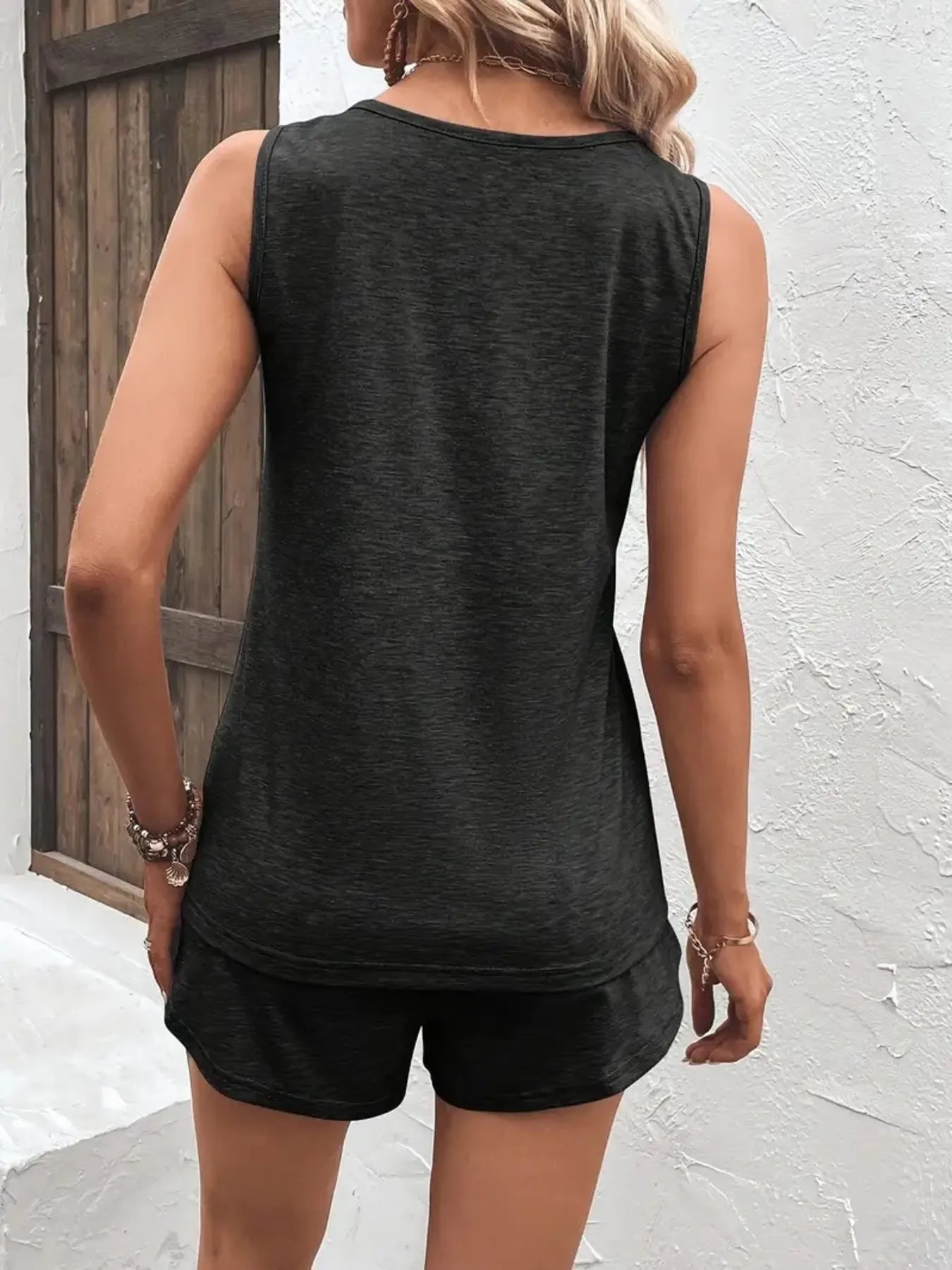 Casual Wide Strap Tank Top and Shorts Set - Salt & Stone